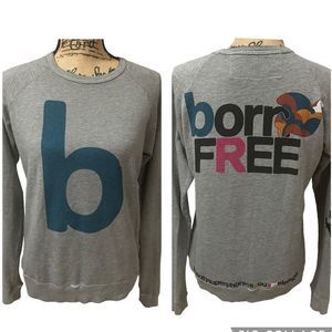 Freecity Super Phonics “b” Born Free Raglan Pullover Sweatshirt Grey Size Small